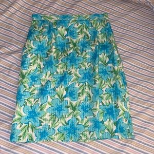 Talbots 100% Silk Blue and green Floral A-Line skirt size 10